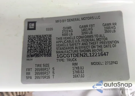 2020 Chevrolet Colorado 4Wd Short Box Z71 из США, поврежденный, VIN 1GCGTDEN2L1221647